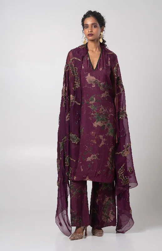 Sear Kurta Set W/ Applique Dupatta