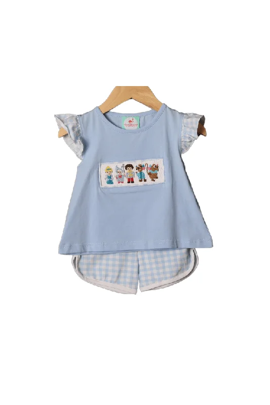 Smocked Princess Blue Gingham Short Set