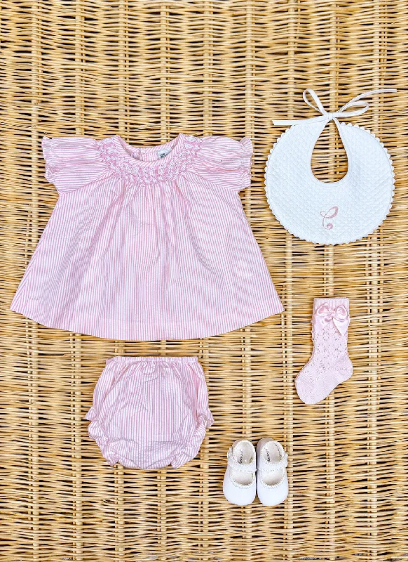 Little Girly Striped Smock Set