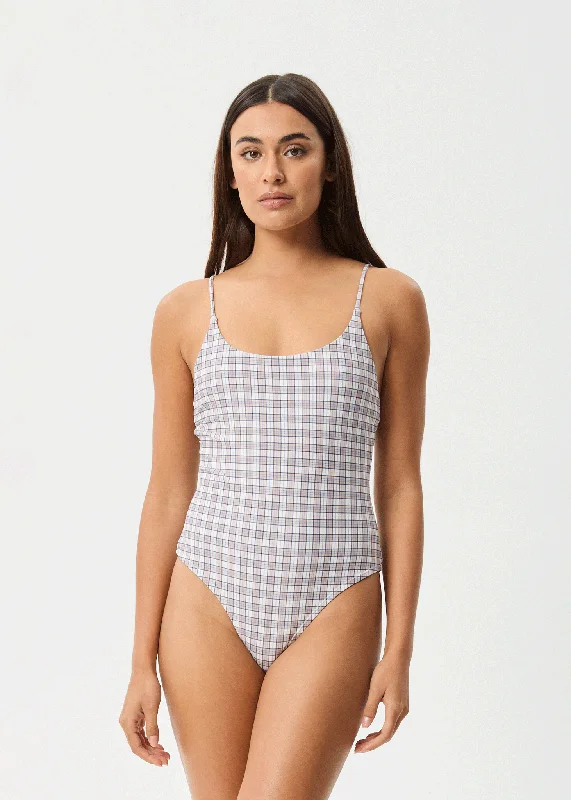 AFENDS Womens Drew Check - One Piece - Taupe Check