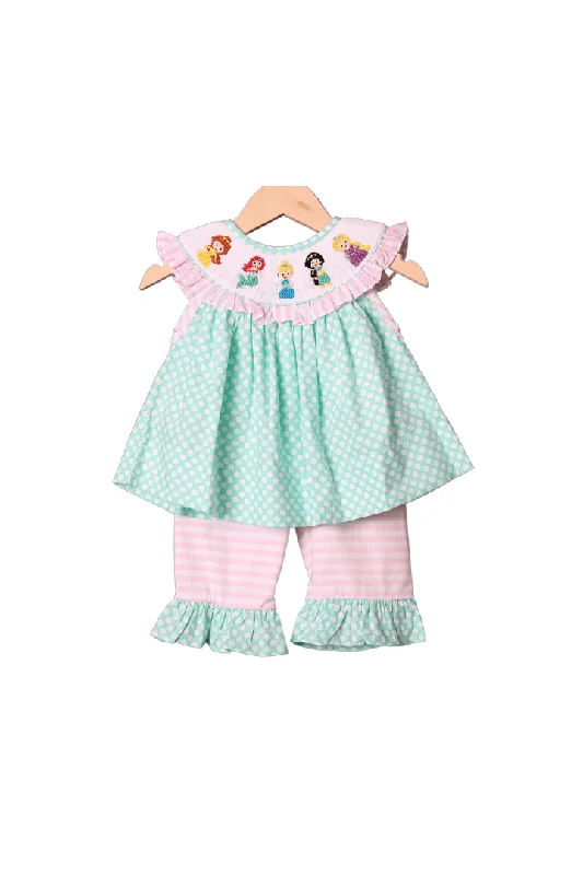 Smocked Princess Stripe Bishop Pants Set