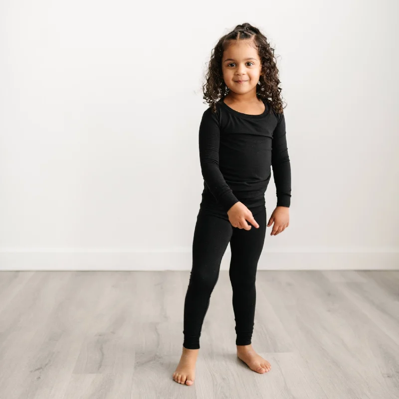 Solid Black Two-Piece Pajama Set