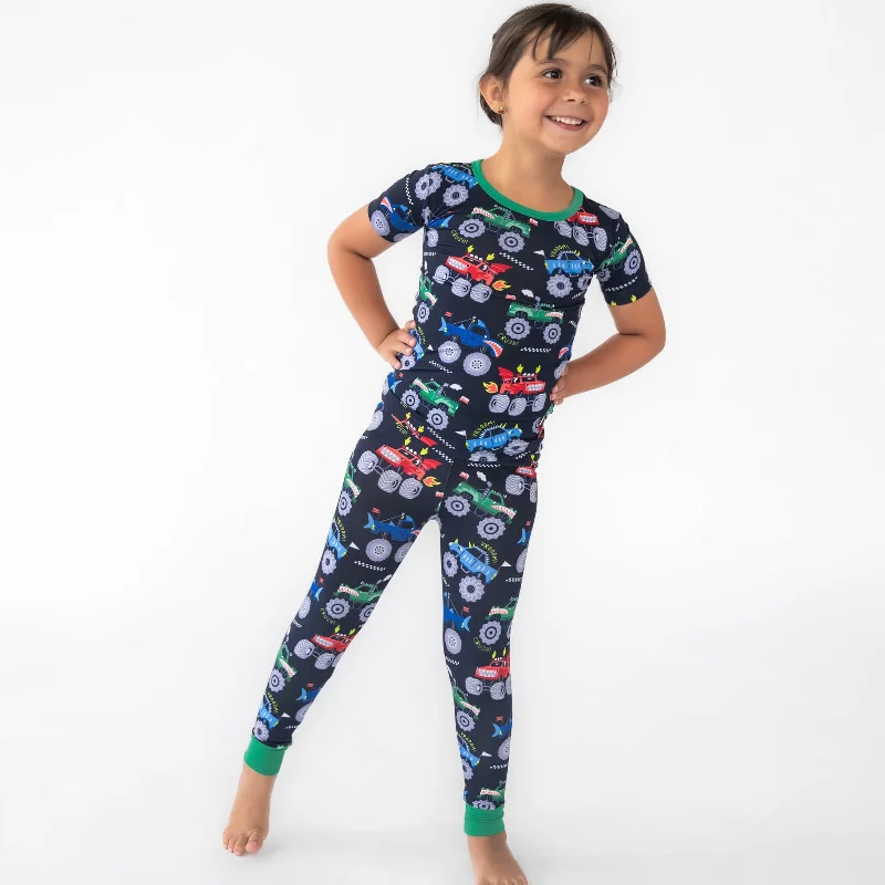 Monster Truck Madness Two-Piece Short Sleeve Pajama Set