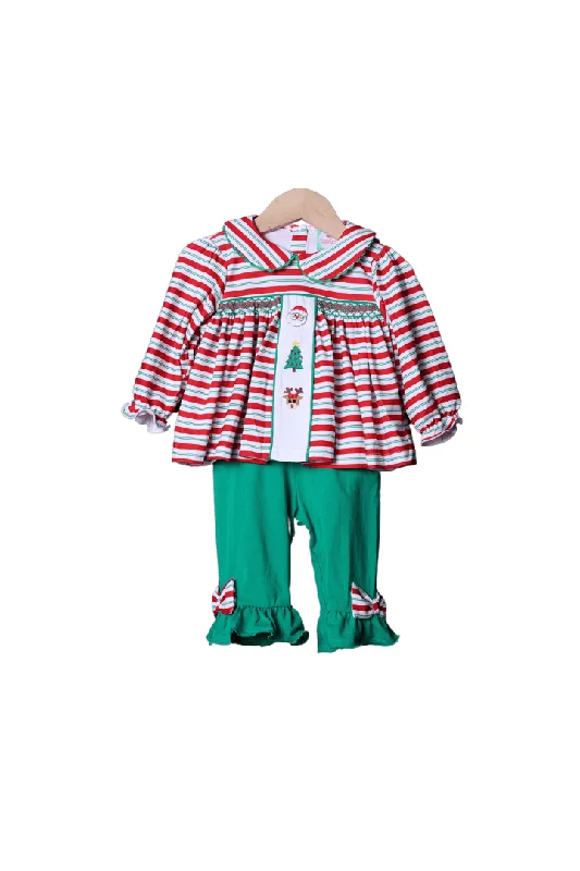 Santa Friends Stripe Pant Set