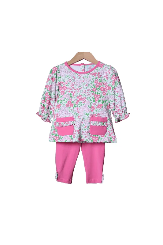 Pink Floral Knit Pant Set