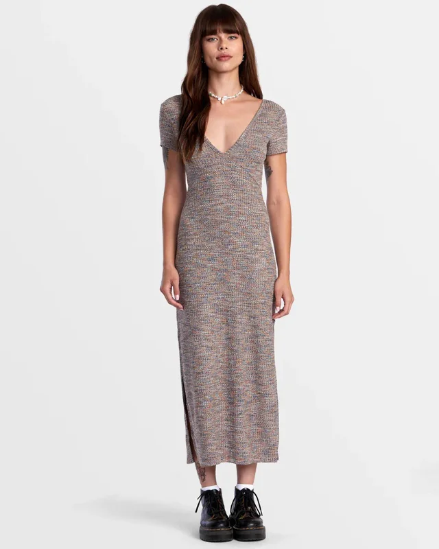 Smitten Marled V-Neck Midi Sweater Dress