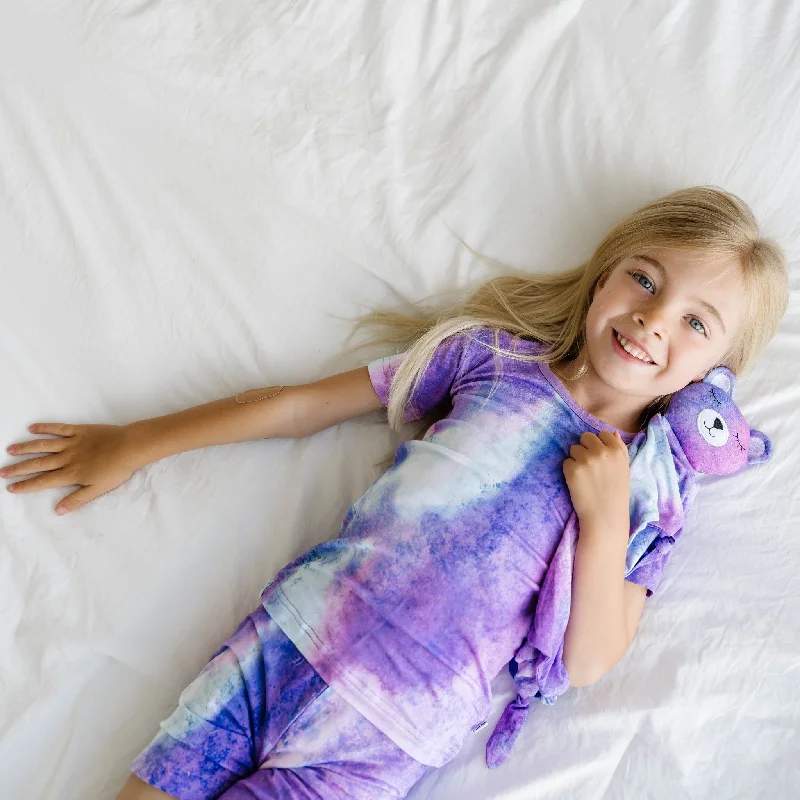 Purple Watercolor Two-Piece Short Sleeve & Shorts Pajama Set