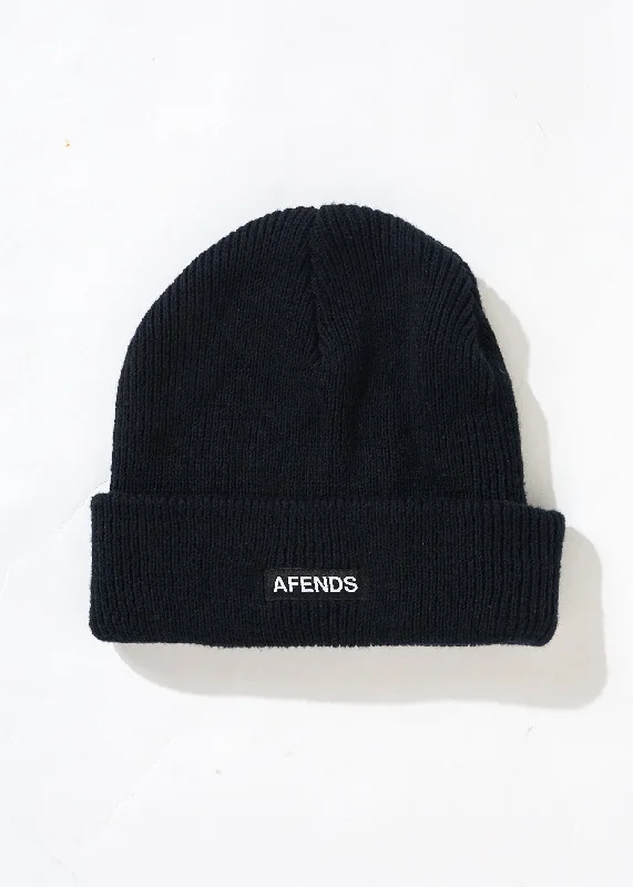 AFENDS Unisex Hometown - Knit Beanie - Black