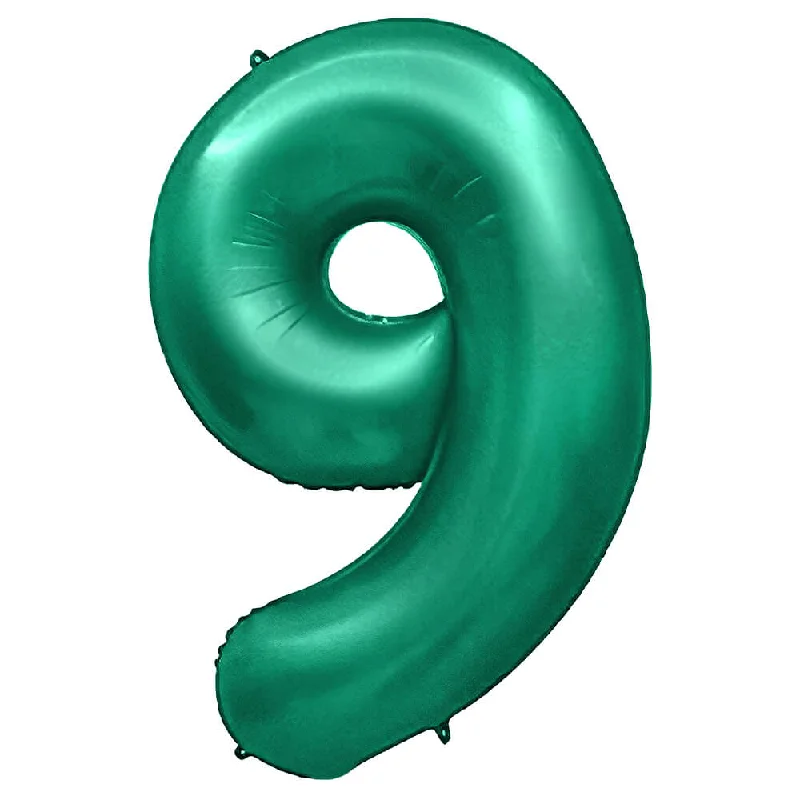 32 inch NUMBER 9 - METAL BALLOONS - GREEN