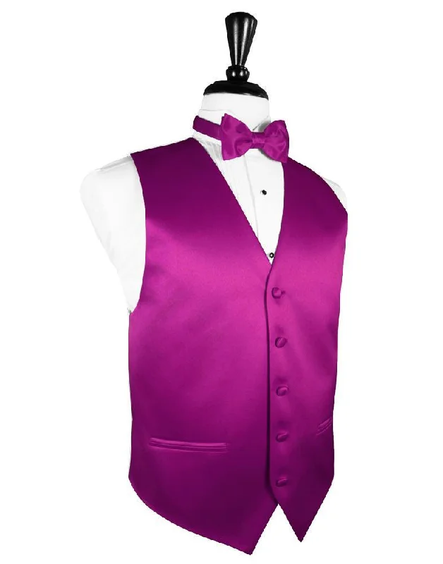 Fuchsia Luxury Satin Tuxedo Vest