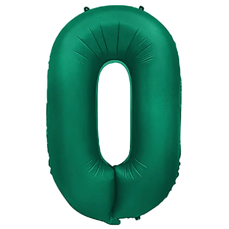 32 inch NUMBER 0 - METAL BALLOONS - GREEN