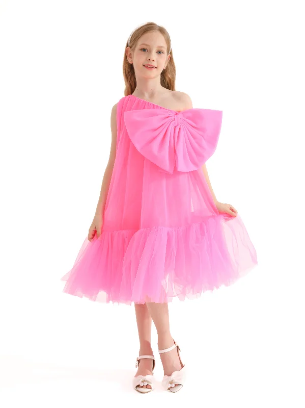 Pink Maggi Neon Bow Tulle Dress