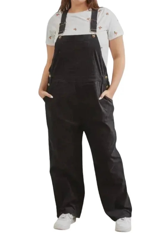 Velvet Overalls Plus In Black