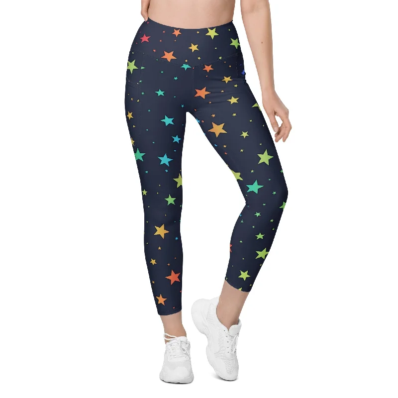 Rainbow Stars Leggings With Pockets