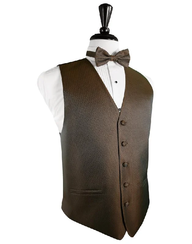 Espresso Herringbone Tuxedo Vest