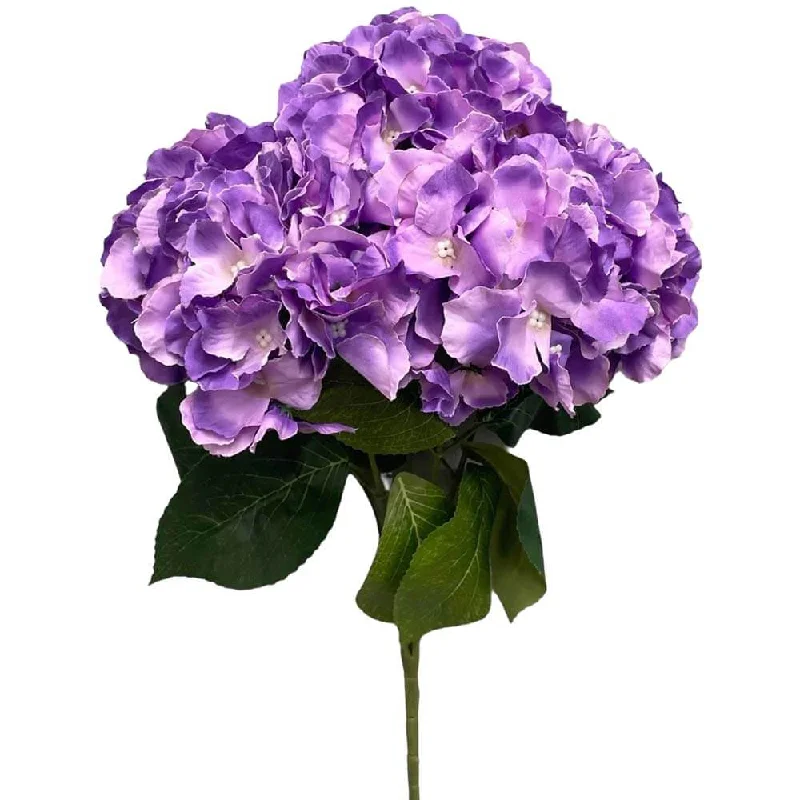 18 inch SILK PONGEE HYDRANGEA BUSH - PURPLE