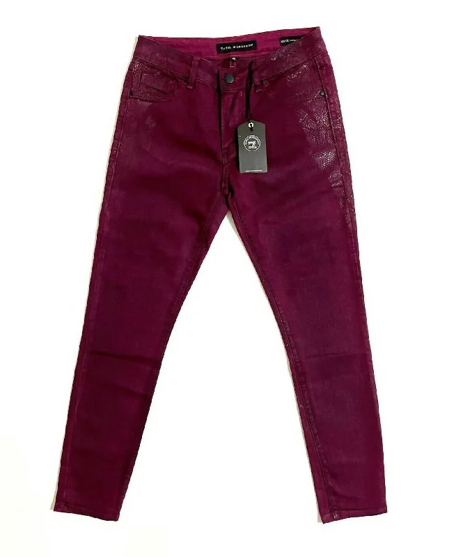 Women's Snake Print Skinny Jeans In Red