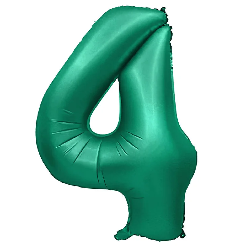 32 inch NUMBER 4 - METAL BALLOONS - GREEN