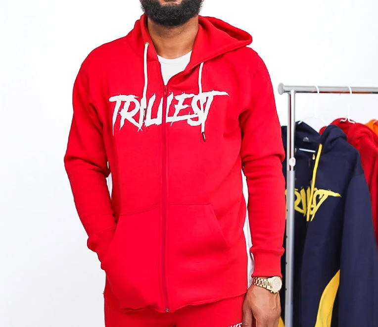 Trillest Zip Up Hoodie - Red\White