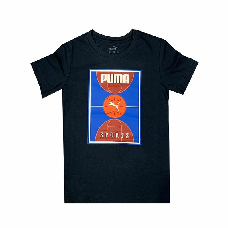 Child's Short Sleeve T-Shirt Puma Bppo Basket Blank Ba Black