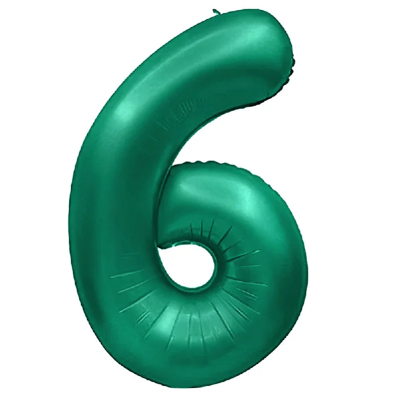 32 inch NUMBER 6 - METAL BALLOONS - GREEN