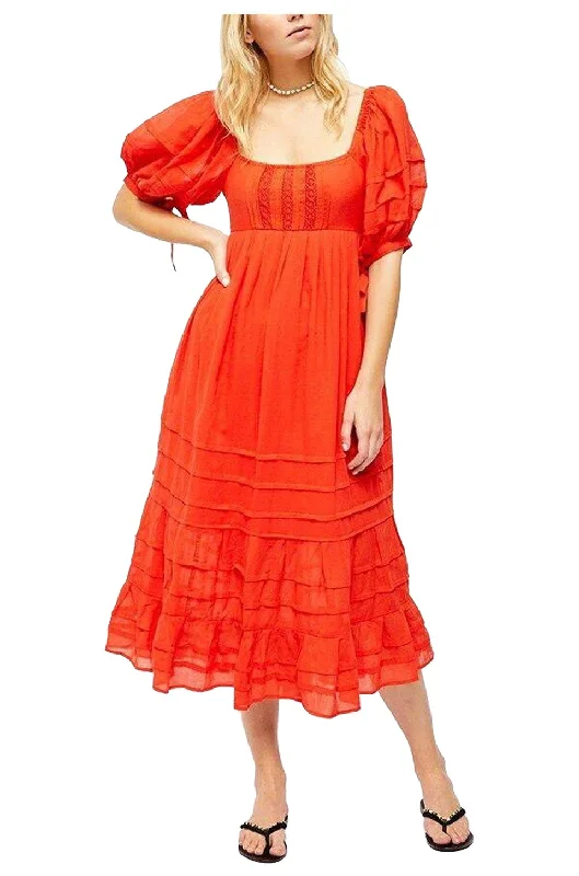 Free People Let's Be Friends Midi Dress In Red