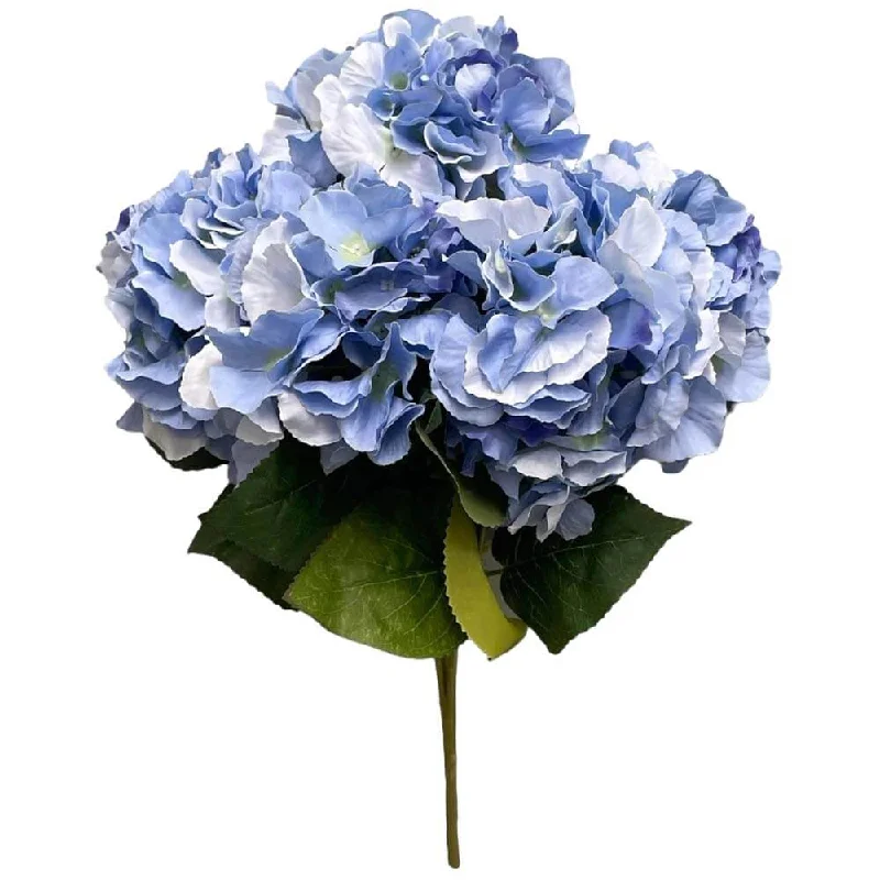 18 inch SILK PONGEE HYDRANGEA BUSH - BLUE