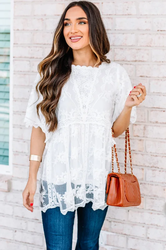 Need You Now White Lace Top