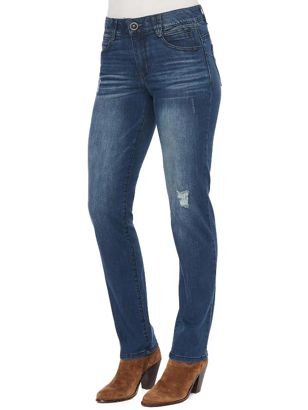 Womens Denim Tummy Slimming Straight Leg Jeans