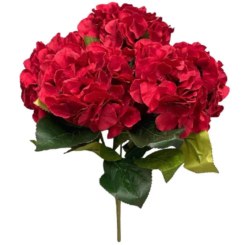 18 inch SILK PONGEE HYDRANGEA BUSH - RED