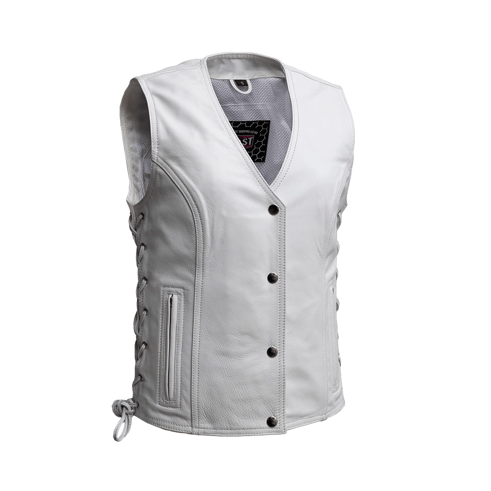 Beryl - Women's Motorcycle Leather Vest - White