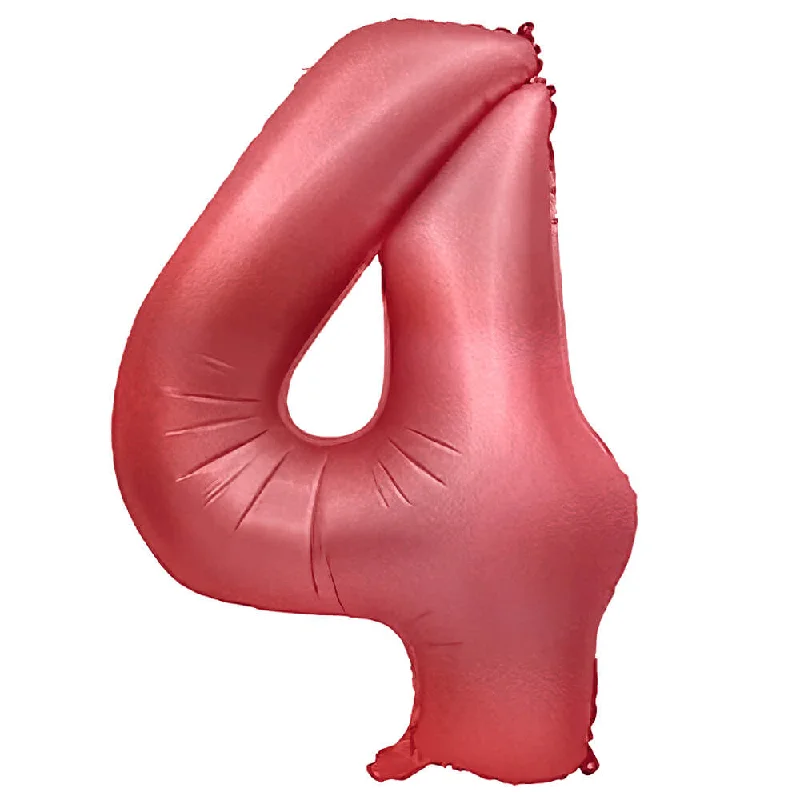 32 inch NUMBER 4 - METAL BALLOONS - CRIMSON RED