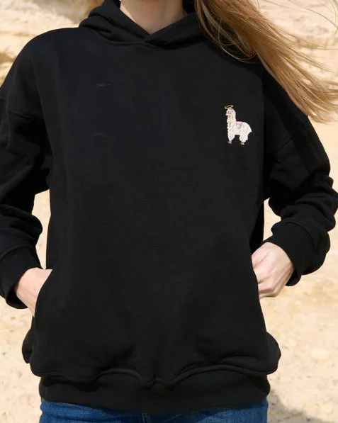 Unisex Black Llama Hoodie