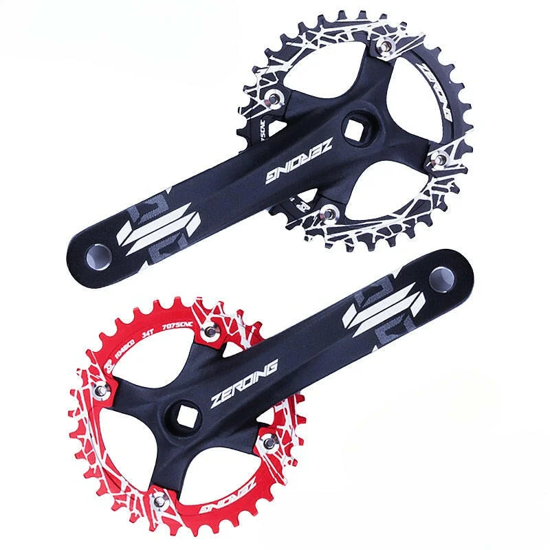 ZEROING Bicycle Crankset 104BCD Mountain Bike Square Hole Crank 170mm Narrow Chainrings 32T 34T 36T 38T Sprocket MTB Crankset