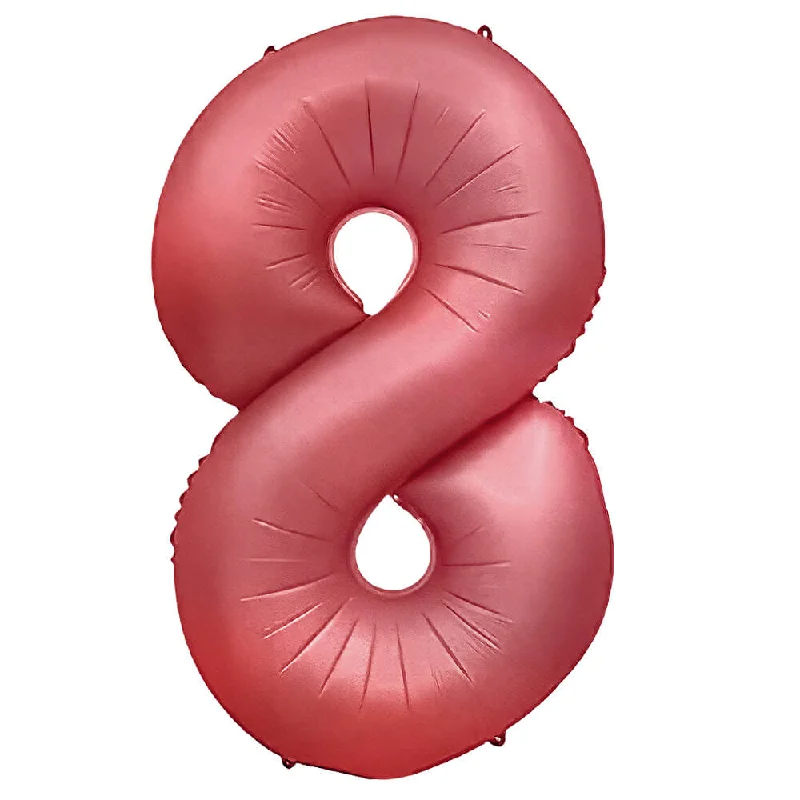 32 inch NUMBER 8 - METAL BALLOONS - CRIMSON RED