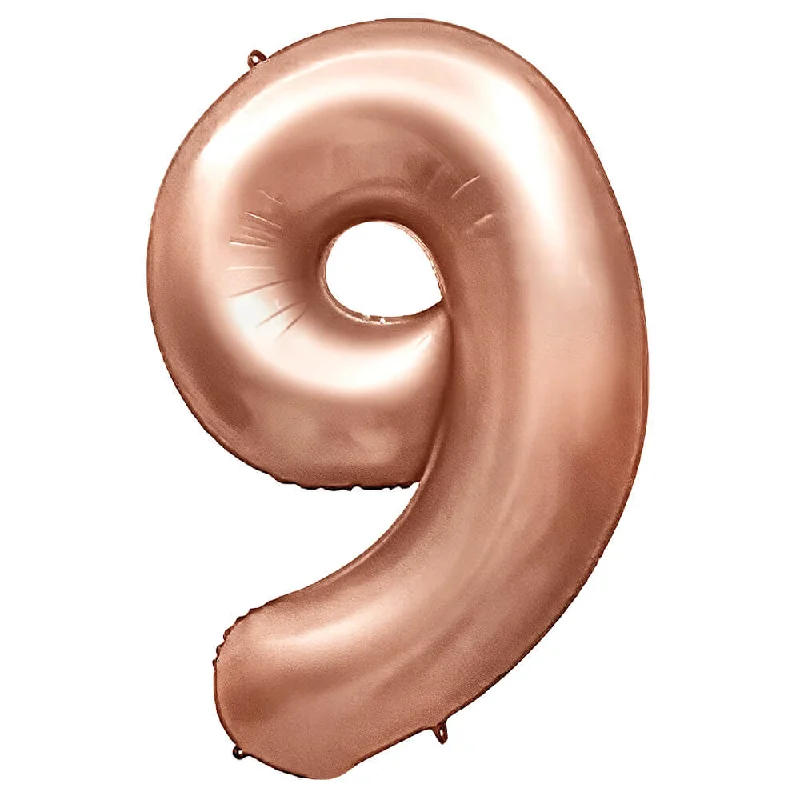 32 inch NUMBER 9 - METAL BALLOONS - ROSE GOLD