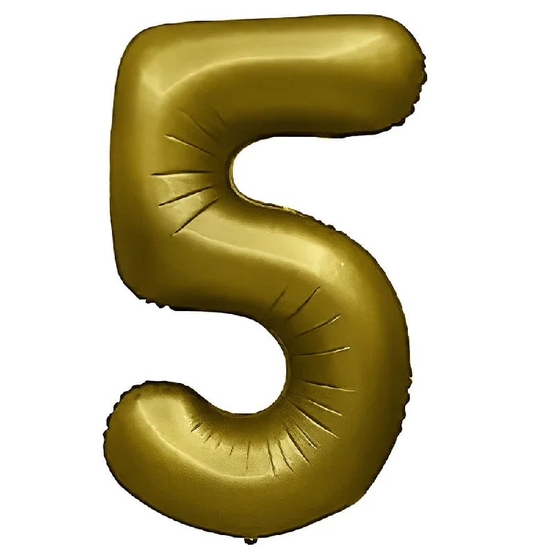 32 inch NUMBER 5 - METAL BALLOONS - VINTAGE GOLD