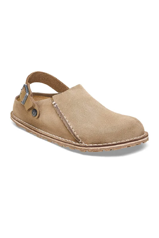 Birkenstock Lutry Premium Suede Leather Clogs for Men in Grey Taupe | 1025293