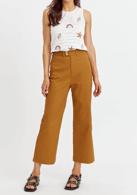 Luana High Rise Crop Straight Pant In Honey