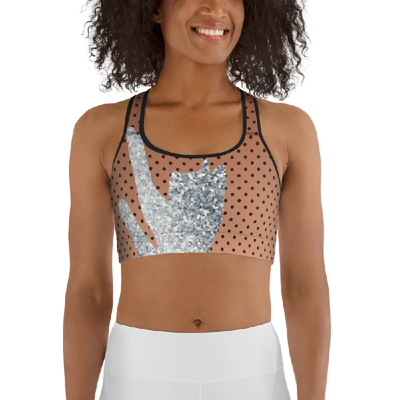 Sequin Print Mesh Sports Bra