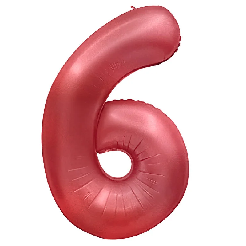 32 inch NUMBER 6 - METAL BALLOONS - CRIMSON RED