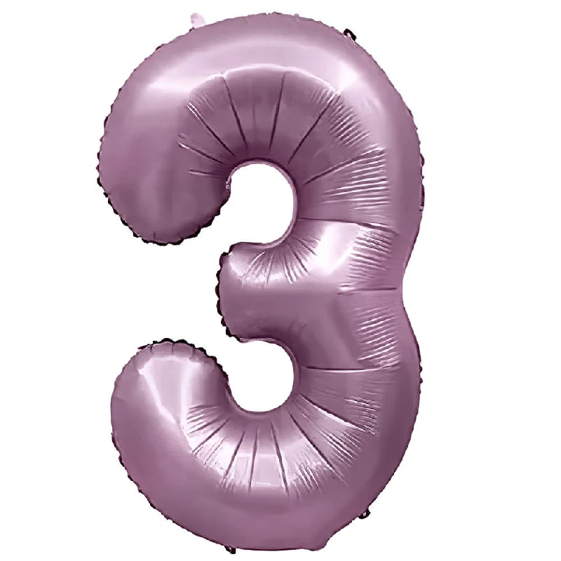 32 inch NUMBER 3 - METAL BALLOONS - PURPLE LILAC