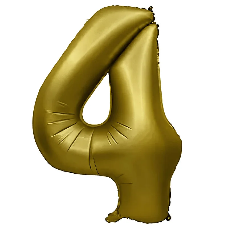 32 inch NUMBER 4 - METAL BALLOONS - VINTAGE GOLD