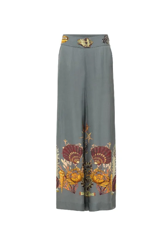 Women's Palazzo Wide Leg Pants In Grey Coral Reef