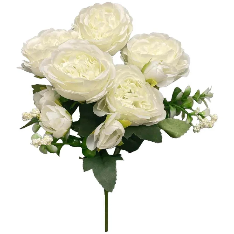 12 inch DELUXE PEONY BUSH - CREAM