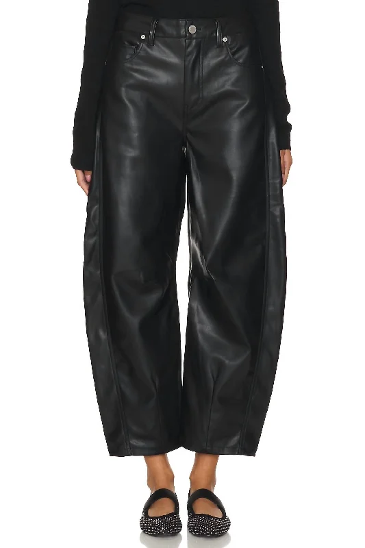 Above And Beyond Barrel Leg Faux Leather Pants In Black