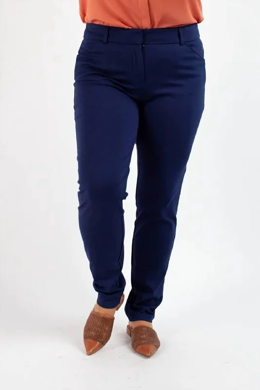 Formal Stretchy Plus Size Pants In Navy