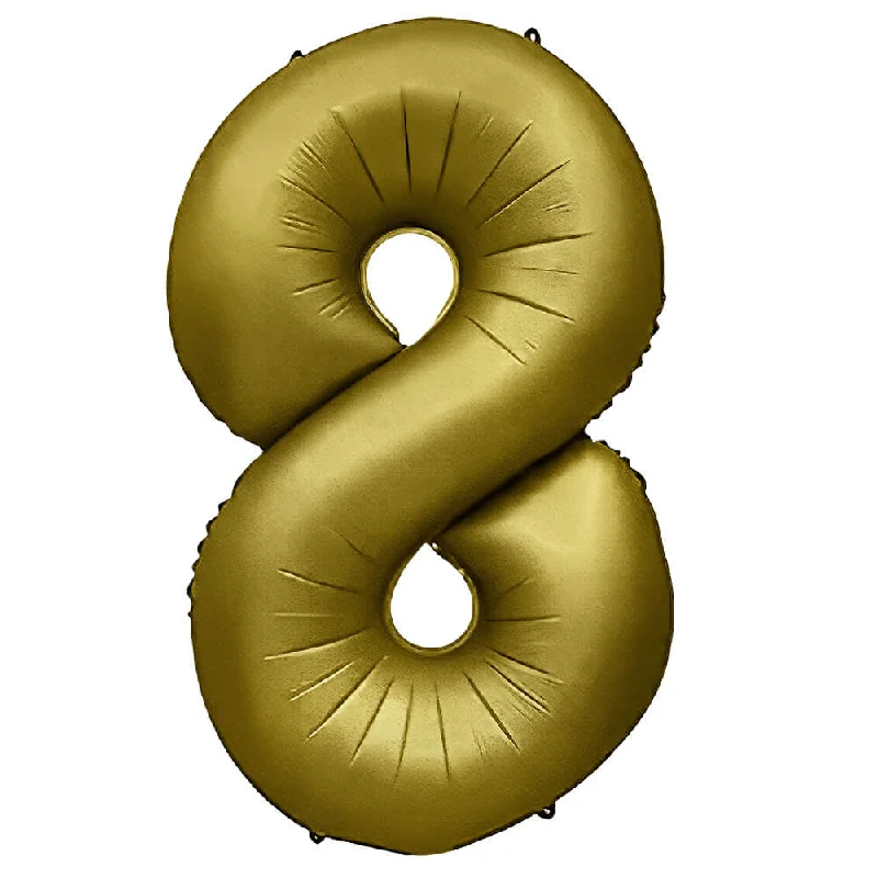 32 inch NUMBER 8 - METAL BALLOONS - VINTAGE GOLD