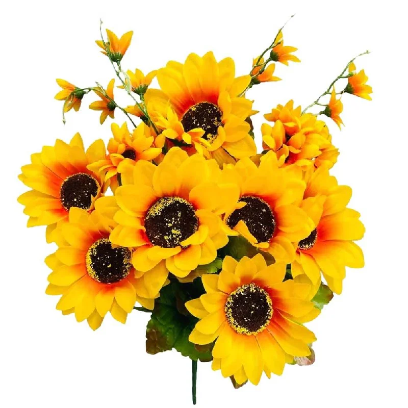 20 inch SUN FLOWER BUSH - ORANGE YELLOW