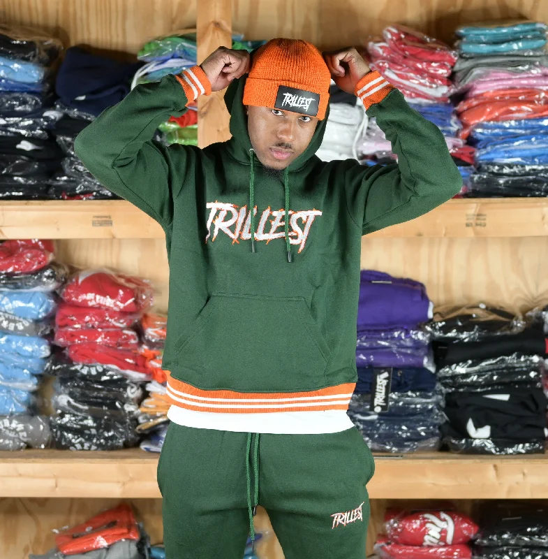 Trillest Ribbed Hoodie - Green\Orange